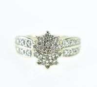 10K Yellow Gold Diamond Cluster Vintage Statement Ring