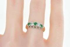 14K White Gold 0.63 Ctw 1950's Emerald Diamond Classic Ring