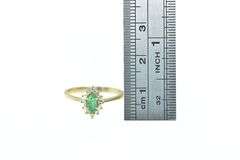 14K Yellow Gold Marquise Emerald Diamond Engagement Ring