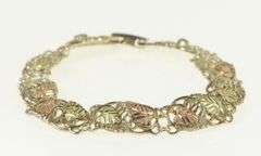 Sterling Silver Black Hills Gold 12K Leaf Vintage Bracelet