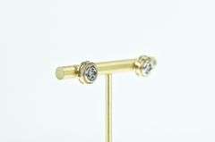 14K Yellow Gold 0.20 Ctw Diamond Two Tone Circle Stud Earrings