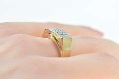 14K Yellow Gold 0.30 Ctw Diamond Squared Watch Band Ring