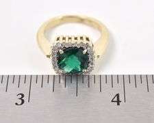 Fantastic 14K Yellow Gold Emerald and Diamond Ring