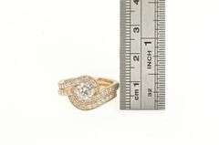 14K Rose Gold 1.65 Ctw Diamond Swirl Engagement Set Ring