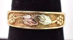 Timeless 10K Yellow Gold Leaf and Grape Band Ring