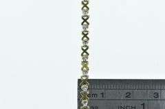 10K Yellow Gold Diamond X Criss Cross Vintage Tennis Bracelet