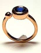 14 Kt Rose Gold Plate Lab Blue Sapphire Ring
