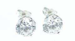 14K White Gold 8.0mm Vintage Solitaire Classic CZ Stud Earrings