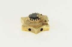 14K Yellow Gold Victorian Oval Garnet Slide Bracelet Charm/Pendant