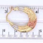 14kt Tri color gold Greek style oval hoop earrings