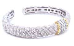 Judith Ripka 925 sterling silver cubic zirconia cuff bangle