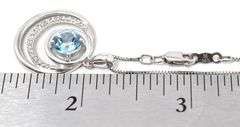 Blue Topaz and CZ Gemstone Pendant Necklace in Sterling Silver