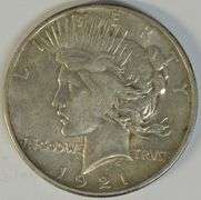 Upper end 1921 Peace Silver Dollar. Scarce first-year issue