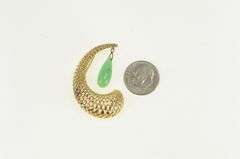 14K Yellow Gold Jadeite Drop Dangle Woven Domed Swirl Pin/Brooch