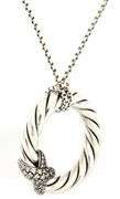 David Yurman Diamond X Circle Pendant Necklace in Sterling