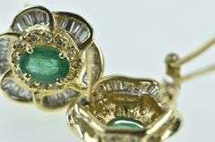 14K Yellow Gold 2.75 Ctw Emerald Diamond French Clip Earrings