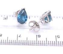 14kt White gold 2.06ctw Irradiated blue diamond pear shaped stud earrings