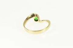 14K Yellow Gold Natural Emerald Pear Bezel Set Bypass Ring