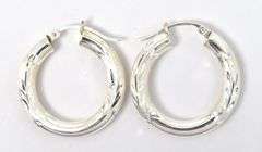 Texturized Hoop Earrings in Sterling Silver