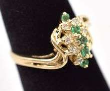 Amazing 14K Yellow Gold Emerald and Diamond Ring