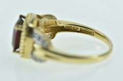 14K Yellow Gold Cushion Garnet Diamond Accent Ring