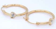 10kt 2 tone gold diamond heart hoop earrings
