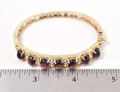 Wow Factory 14K Yellow Gold Amethyst Bangle Bracelet