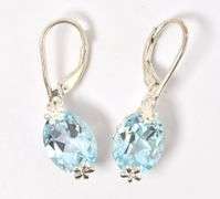 Elegant 925 Flower Blue Topaz Gemstone Earrings