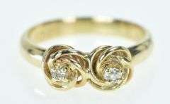 14K Yellow Gold 1940's Diamond Knot Promise Vintage Ring