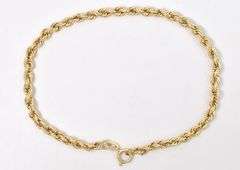 Charming 14K Yellow Gold Rope Chain Bracelet