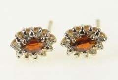 14K Yellow Gold Marquise Ruby Diamond Halo Stud Earrings