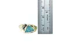 14K Yellow Gold Black Opal Inlay Vintage Geometric Ring