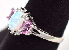 Absolutely Stunning 10K White Gold Multi-Gemstone Ring