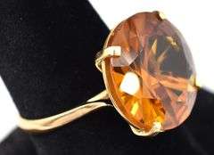 Superb 18K Yellow Gold Citrine Signet Ring