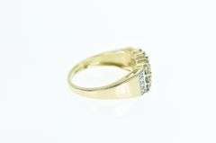 14K Yellow Gold Squared Emerald Diamond Statement Ring