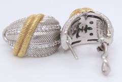 Judith Ripka 925 sterling silver CZ half moon earrings