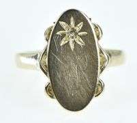 10K Yellow Gold R R Diamond Monogram Filigree Initial Ring