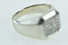 14K White Gold 0.25 Ctw Diamond Squared Vintage Cluster Ring
