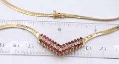 Set of 14kt Yellow gold diamond and ruby necklace, bracelet, ring and matching earrings