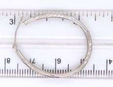 14kt White gold diamond cut hoop earrings