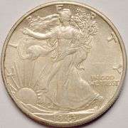 1943-S Walking Liberty Half Dollar, Circulated With Luster.