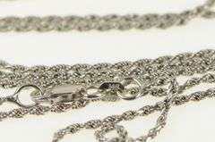 14K White Gold 1.5mm Rolling Rope Twist Link Chain Necklace