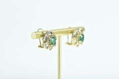 14K Yellow Gold 2.75 Ctw Emerald Diamond French Clip Earrings
