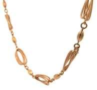 Polished Fancy Oval Rope Link Station Necklace in 18K