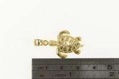 14K Yellow Gold Ornate Sea Turtle Ocean Animal Pendant