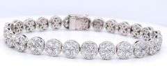 18kt White gold 12.16ctw diamond cluster bracelet