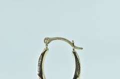 10K Yellow Gold Puffy Vintage Oval Hoop Fashion Earrings