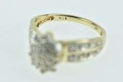 10K Yellow Gold Diamond Cluster Vintage Statement Ring