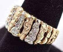 Superb 14K Yellow Gold Nugget Diamond Ring