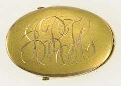 10K Yellow Gold Cursive J R H Engraved Monogram Dress Clip